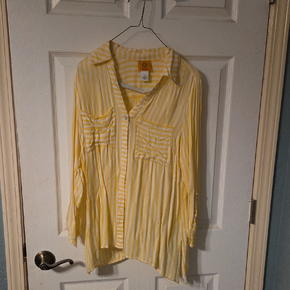 Ruby Rd. Yellow Striped Blouse - Picture 5 of 5